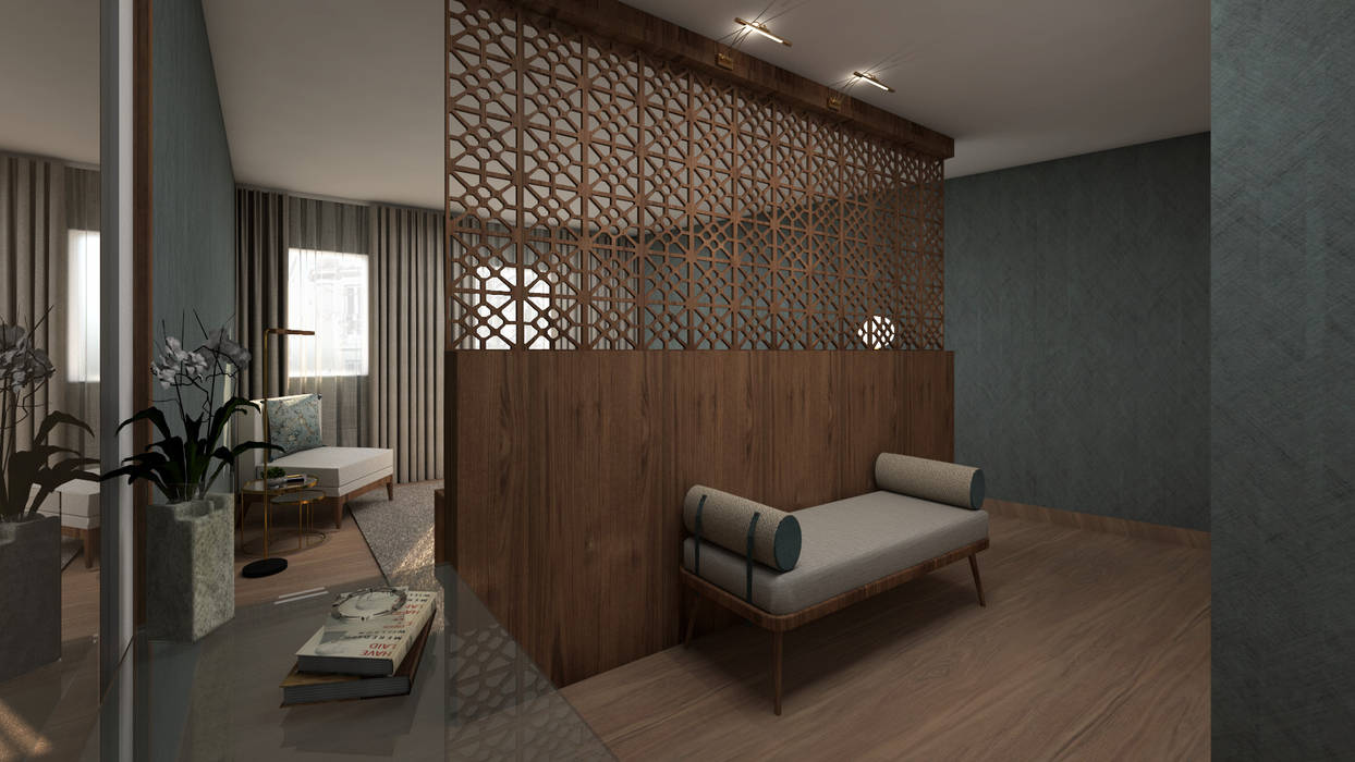 Projeto Tróia, 4Ponto7 4Ponto7 Modern style bedroom Wood Wood effect Accessories & decoration