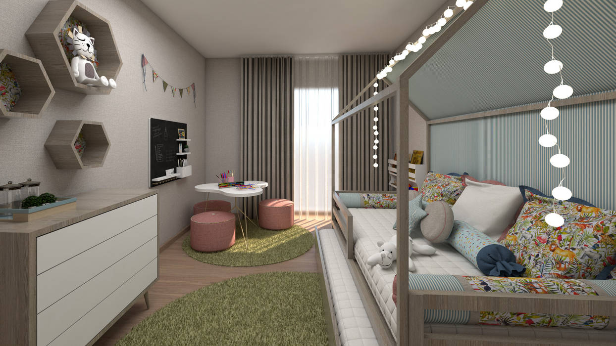 Projeto Tróia, 4Ponto7 4Ponto7 Modern nursery/kids room Wood Wood effect Beds & cribs