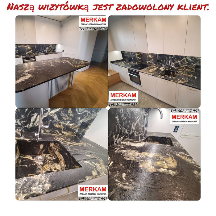 Blaty kuchenne z kamienia naturalnego - blaty z granitu Belveder, Merkam Zakład Obróbki Kamienia Kamień Naturalny Granit Marmur Konglomerat Blaty Kuchenne Schody Parapety Merkam Zakład Obróbki Kamienia Kamień Naturalny Granit Marmur Konglomerat Blaty Kuchenne Schody Parapety Cucina attrezzata Pietra Piani di lavoro