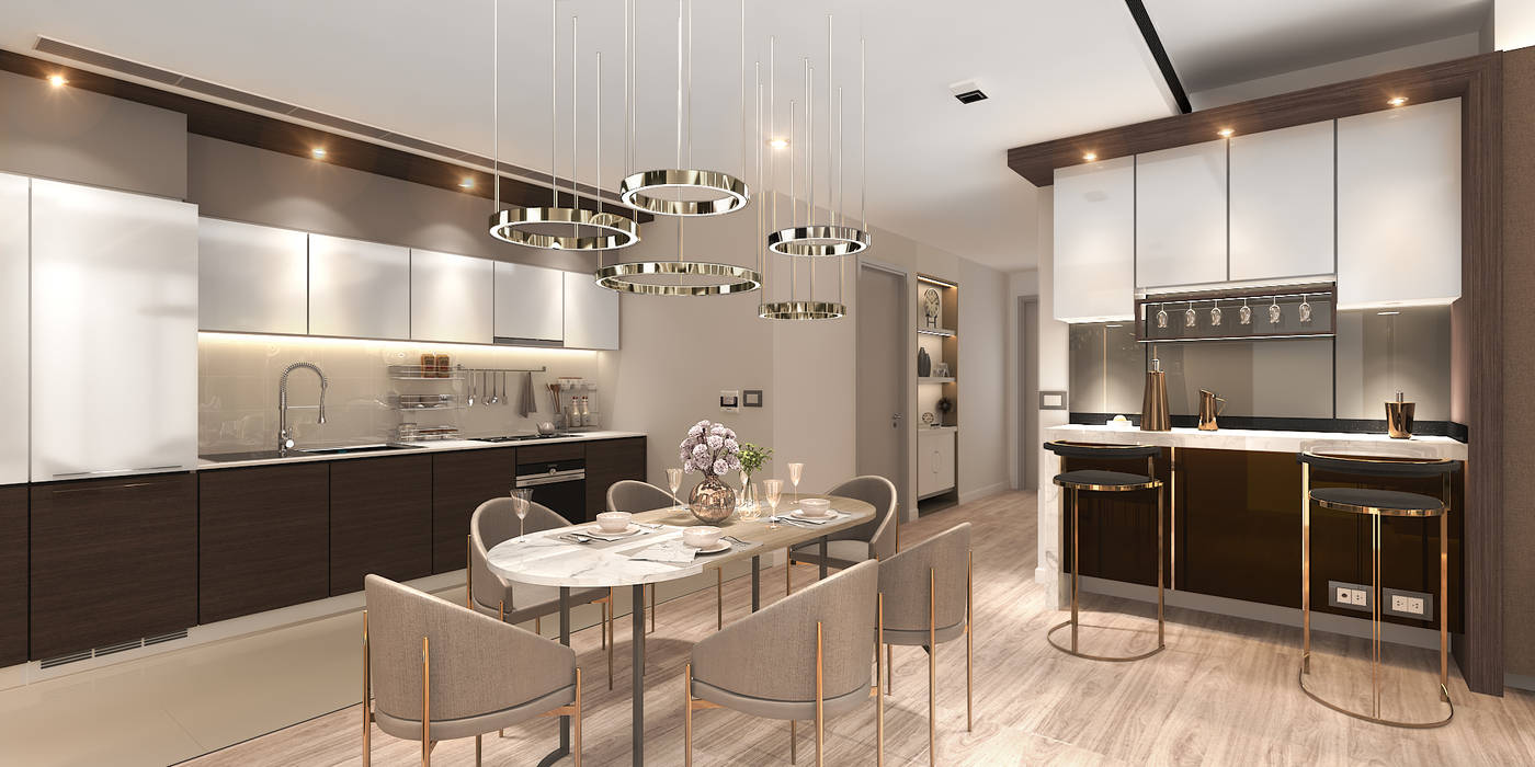 Magnolias Waterfront Residences@ Icon Siam, Modernize Design + Turnkey Modernize Design + Turnkey Modern dining room