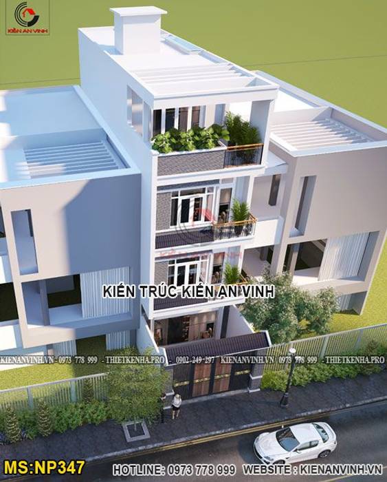 Mau thiet ke nha ong 5x16m 3 tang hien dai có gieng troi, thiet ke biet thu thiet ke biet thu Modern home