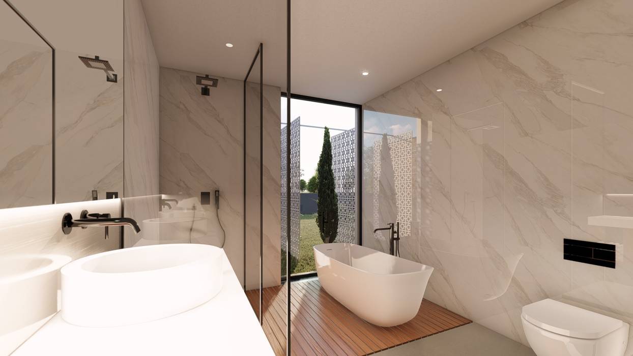 Casa AC - Moradia de Sonho, Miguel Zarcos Palma Miguel Zarcos Palma Modern style bathrooms