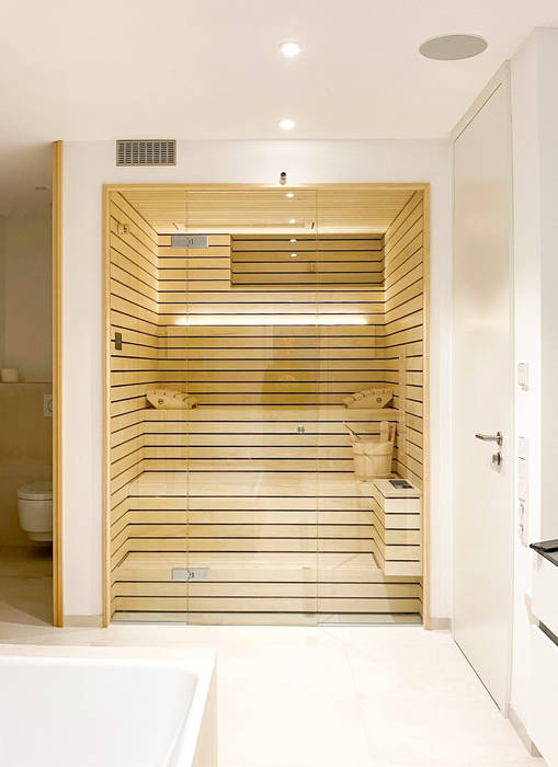 Designsauna im Badezimmer | KOERNER Saunamanufaktur, KOERNER SAUNABAU GMBH KOERNER SAUNABAU GMBH Sauna