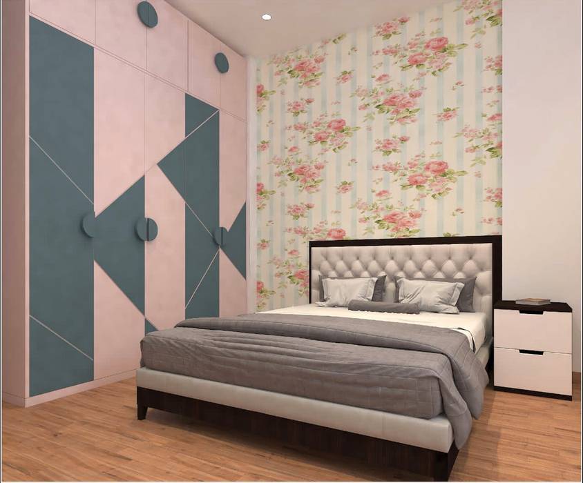 Pink Dawn Shore Blue Themed Kid's Room homify Eclectic style nursery/kids room Kid's room, pink and blue kid's room, lakkad works