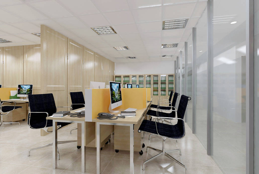 Không gian nội thất Công ty TNHH Thiết Kế Xây Dựng Xanh Hoàng Long Commercial spaces Gỗ Wood effect Office spaces & stores