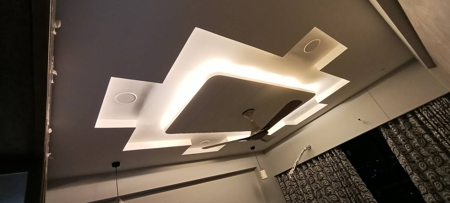 False ceiling for master bedroom with led panel lights on the four