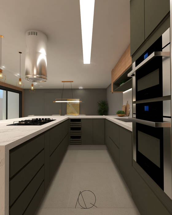 Residência 268 - Cozinha Integrada AQ Arquitetura Armários e bancadas de cozinha