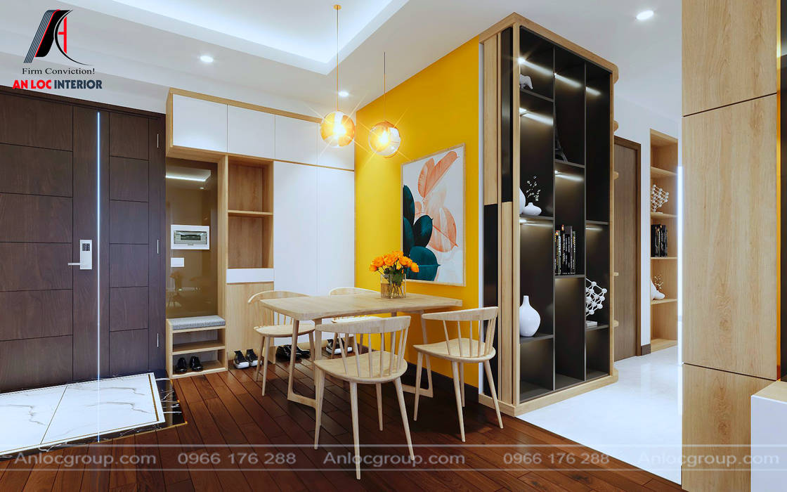 Phòng khách - bếp căn hộ 80m2 tại chung cư MHDI LÊ Đức Thọ, Minh Đức Hoàng Minh Đức Hoàng Modern dining room