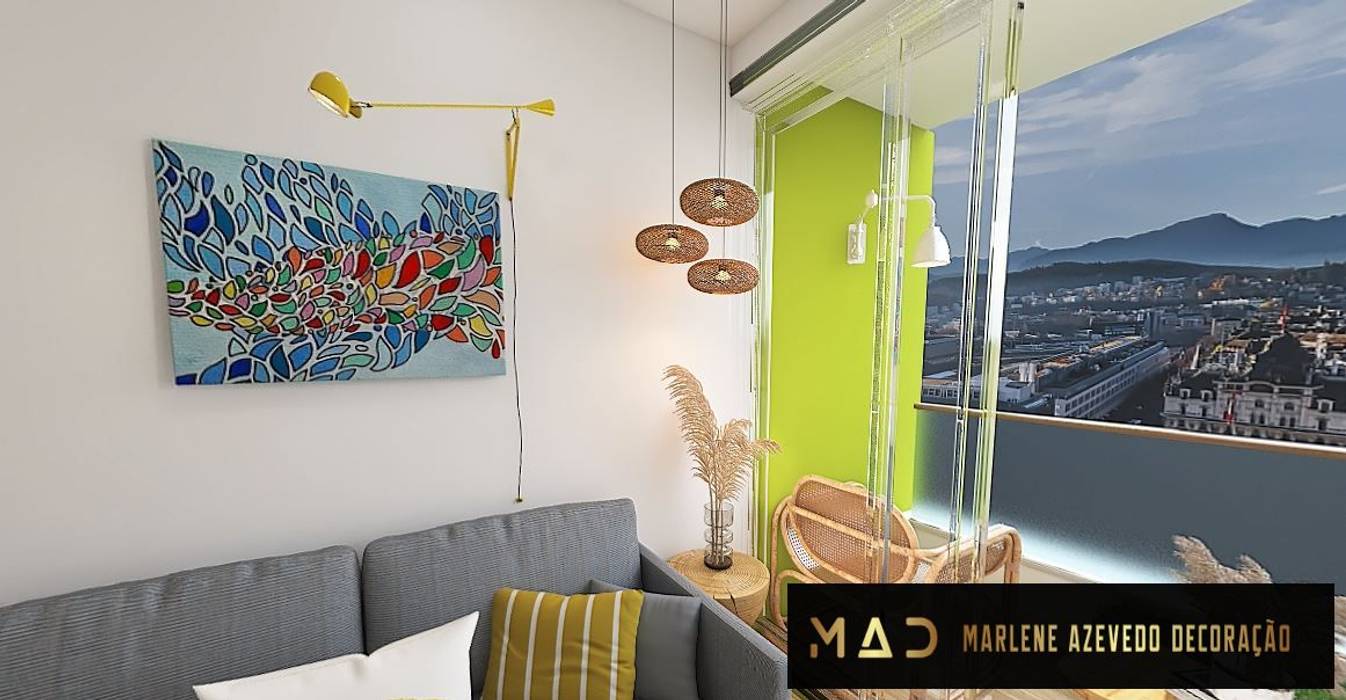Sala de Estar com tela Original para venda MAD- Marlene Azevedo Decoração Salas de estar modernas sala, estar, jantar, divisão, tela, 2021