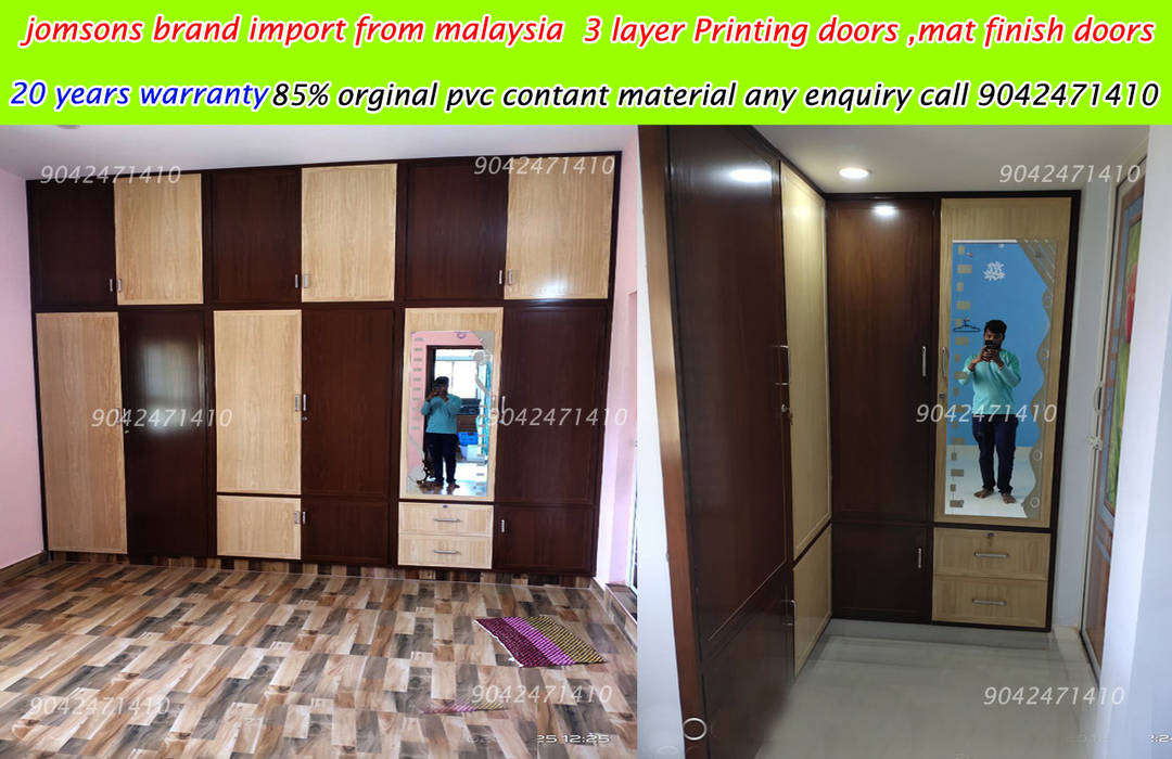 PVC Interiors in Tiruvannamalai 9042471410, balabharathi pvc & upvc interior Salem 9663000555 balabharathi pvc & upvc interior Salem 9663000555 Cuartos de estilo moderno Plástico Clósets y cómodas