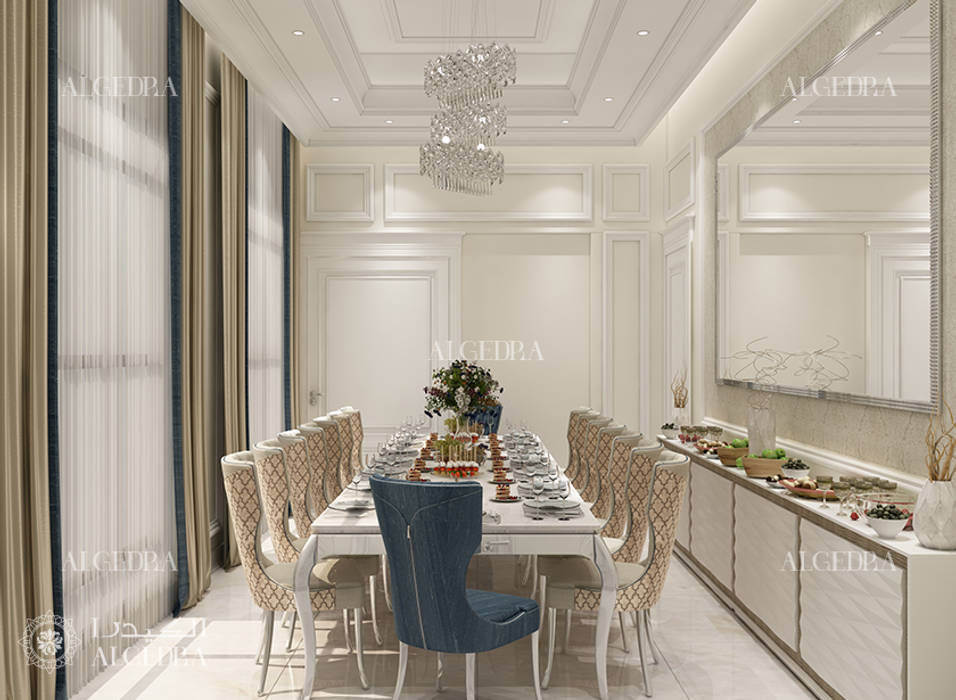 Modern dining room design in Abu Dhabi, Algedra Interior Design Algedra Interior Design غرفة السفرة