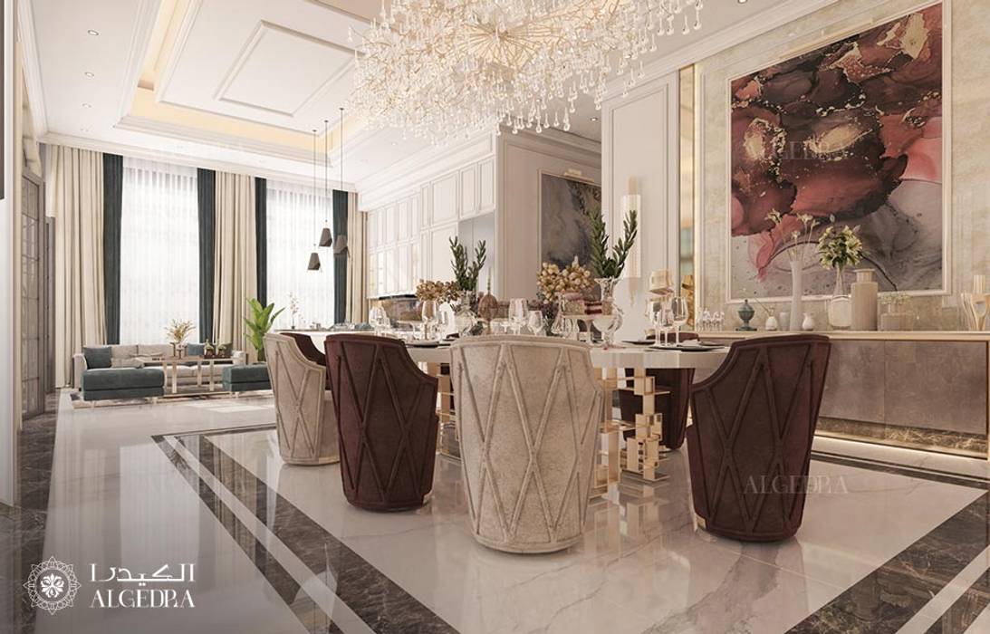 Modern dining room design in Abu Dhabi, Algedra Interior Design Algedra Interior Design Moderne eetkamers