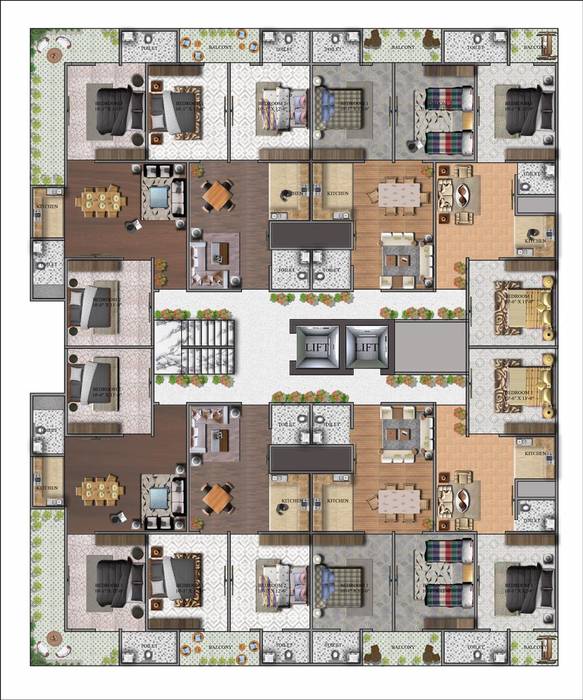 Residential apartments, VaAstu niyozen design VaAstu niyozen design Pisos