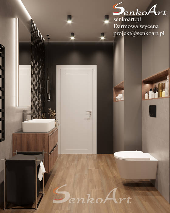 Projekty łazienek nowoczesnych, Senkoart Design Senkoart Design Salle de bain moderne Bois Effet bois