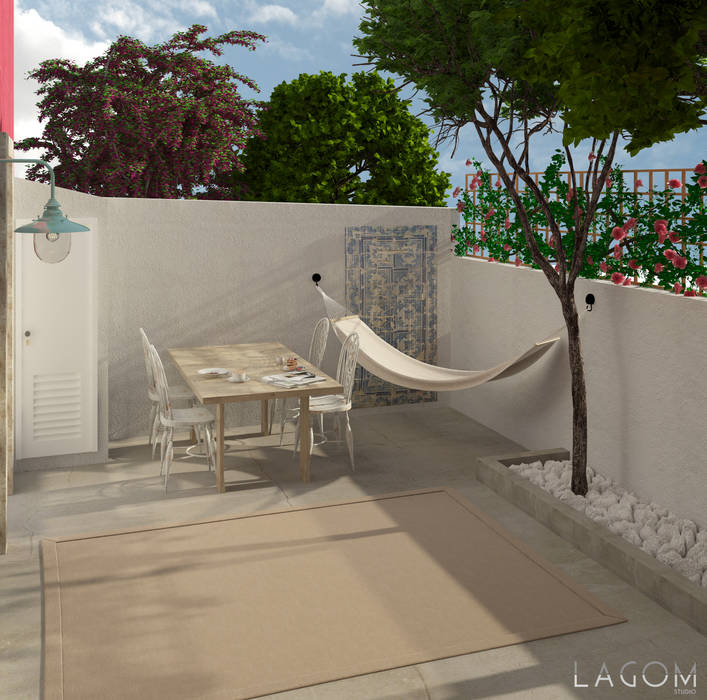 Lagom studio Scandinavische balkons, veranda's en terrassen Beton Grijs