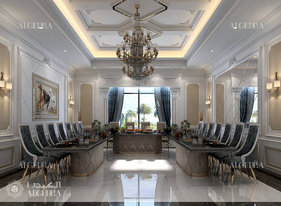 Spacious dining room design in Dubai, Algedra Interior Design Algedra Interior Design Nowoczesna jadalnia