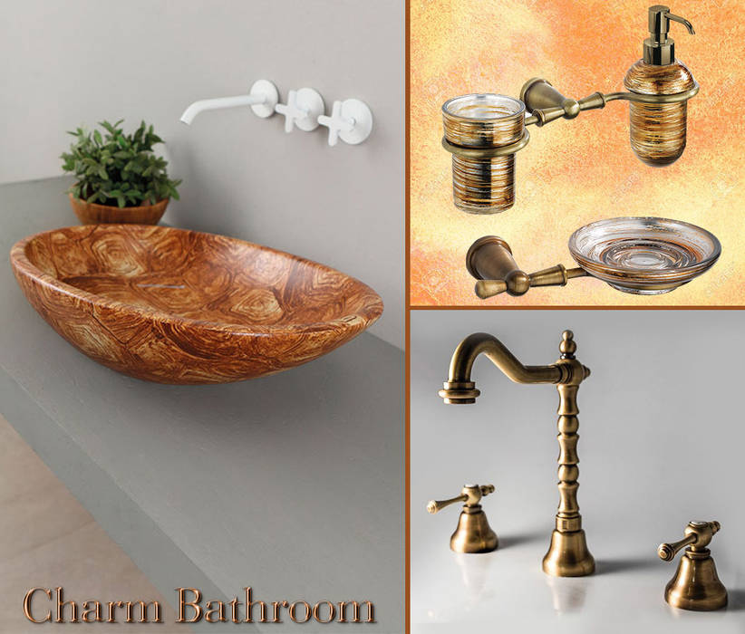 Ambiente bagno in bronzo antico Charm Bathroom Bagno in stile classico Ceramica accessori bagno, ceramica, lavabo, rubinetteria, miscelatore bronzo,accessori bagno bronzo, bronzo antico, ambiente bagno, articoli bagno