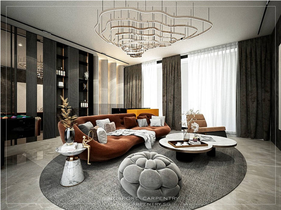Combining Modernity & Luxury Design Singapore Carpentry Interior Design Pte Ltd Modern Living Room Wood Grey