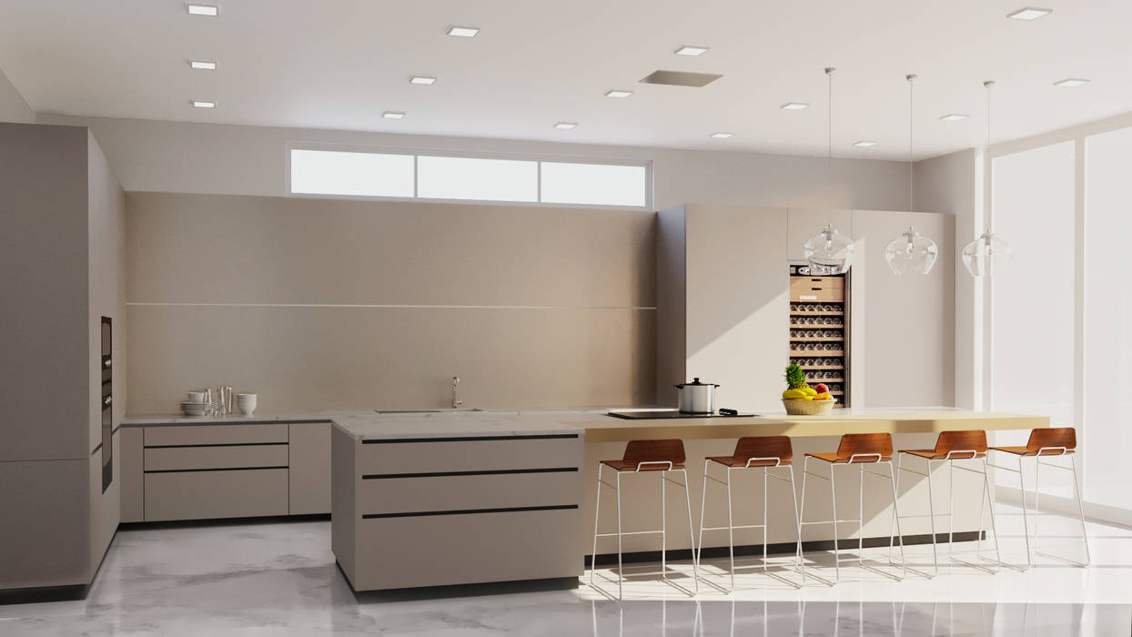 3D Kitchen rendering services JMSD Consultant - 3D Architectural Visualization Studio KitchenAccessories & textiles Solid Wood Grey
