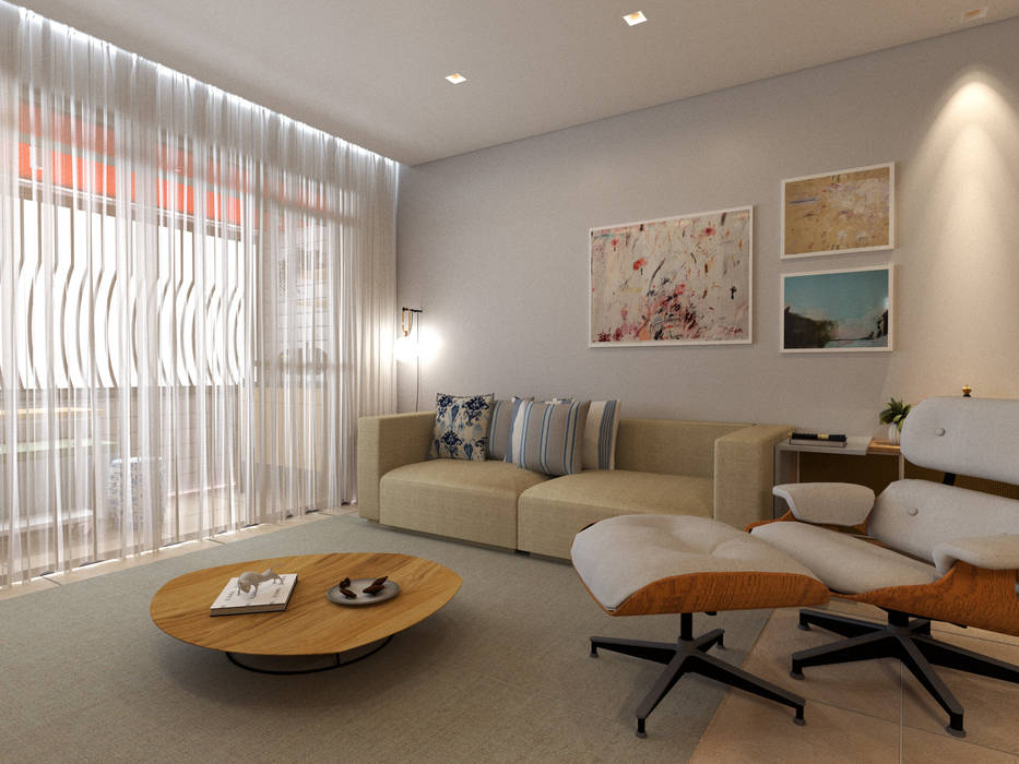 Sala de Estar Sintese Arquitetura Salas de estar minimalistas