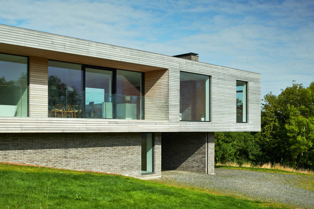 Upper Parkbrae in the landscape Brown & Brown Architects Detached home House, Dream home, timber, glass, cantilever, Aberdeenshire, Scotland, UK,