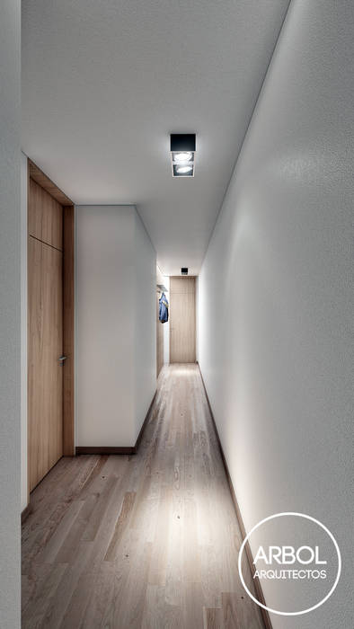 Casa Tendida, ARBOL Arquitectos ARBOL Arquitectos Minimalist corridor, hallway & stairs