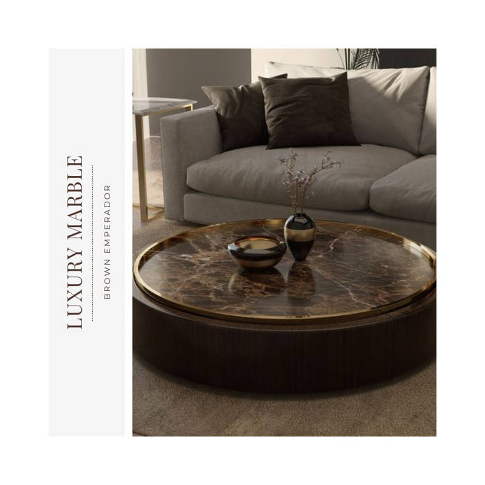 Brown Emperador Round Coffee Table Stonesmiths - Redefining Stoneage Modern living room Stone Side tables & trays