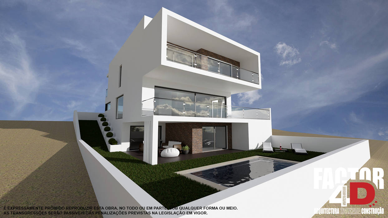 Exterior#002 Factor4D - Arquitetura, Consultadoria & Gestão Casas modernas projeto,construção