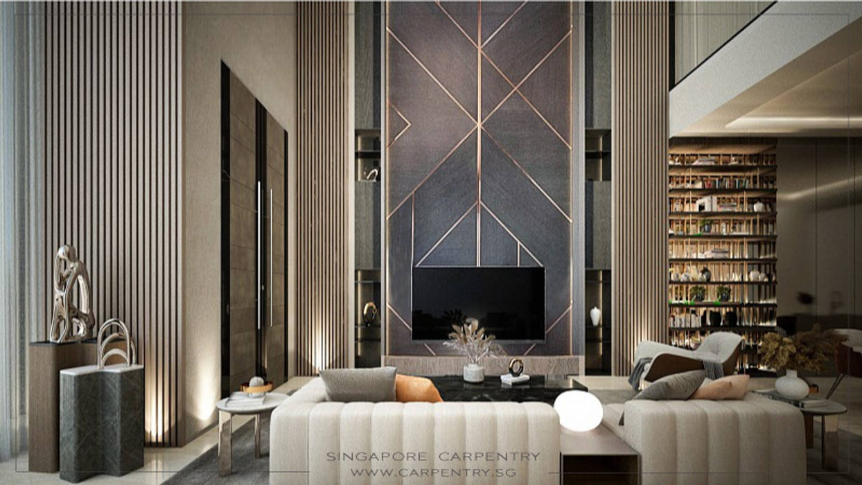 Ultra-Modern Elegance @ Jalan Kuras Singapore Carpentry Interior Design Pte Ltd Modern Living Room Marble