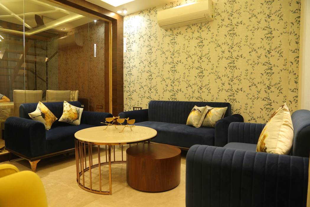 Formal living room designed in plush finishes homify Classic style living room luxury living room, posh living room designs, sofa designs, center table designs, interior designer in delhi
