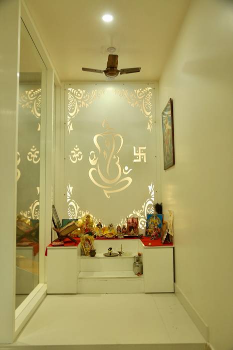 Mandir designed in corian and Pu finish homify Classic style bedroom mandir designs, unique mandir designs, interior designer in delhi, interior designer in Gurgaon