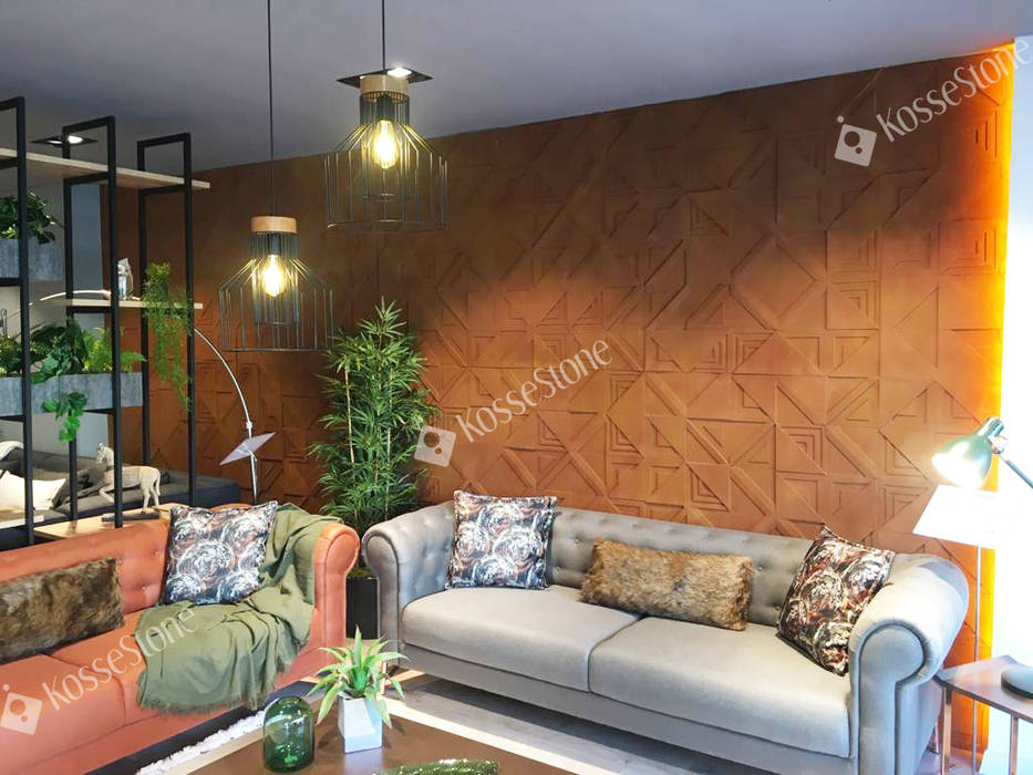 Geometrica Block Wall Panel to color your living room! KOSSE STONE Commercial spaces Offices & stores