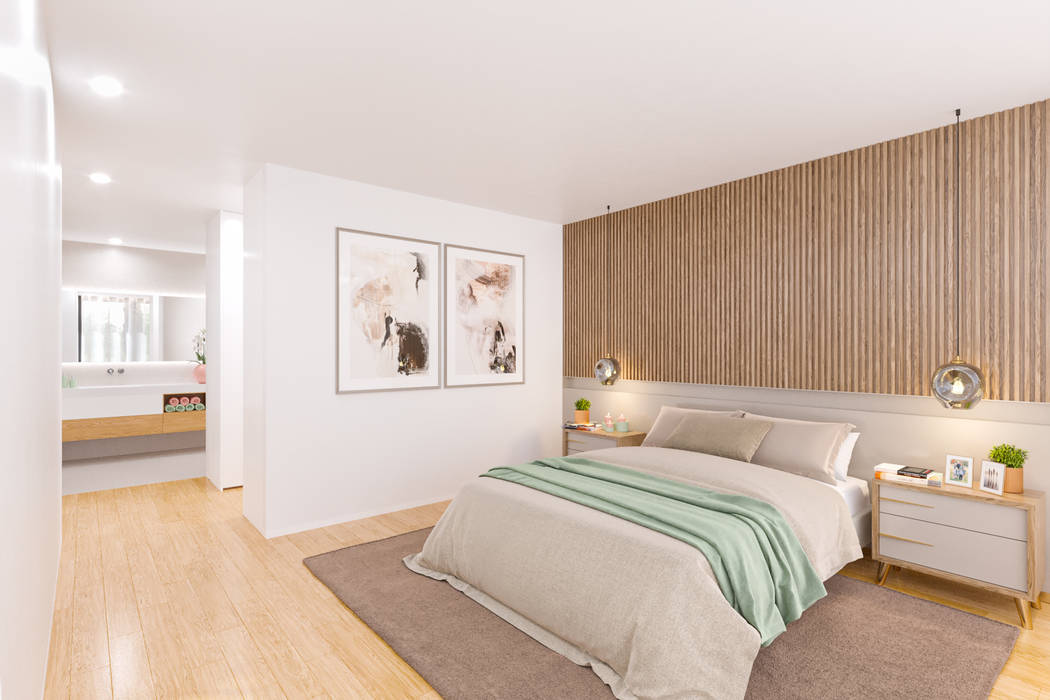 3D Suíte Principal/Master Bedroom Pascal Millasseau Construction Sunlight, view, master bedroom, suíte, Casa, piscina, jardim, vidros, lote, lotes, moradia, espaço, espaçoso, vista, verde, natureza, garagem, cozinha, t3, quartos,house, pool, garden, windows, space, open space, nature, garage, bedroom, Condominium