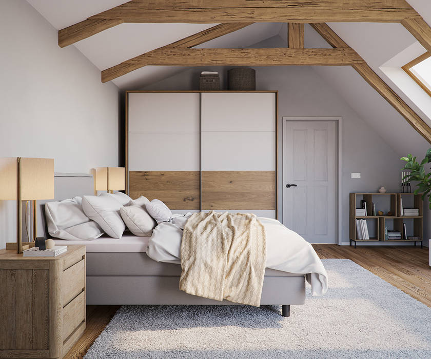Schlafzimmer mit Dachschräge einrichten Homepoet GmbH Moderne Schlafzimmer Betten und Kopfteile