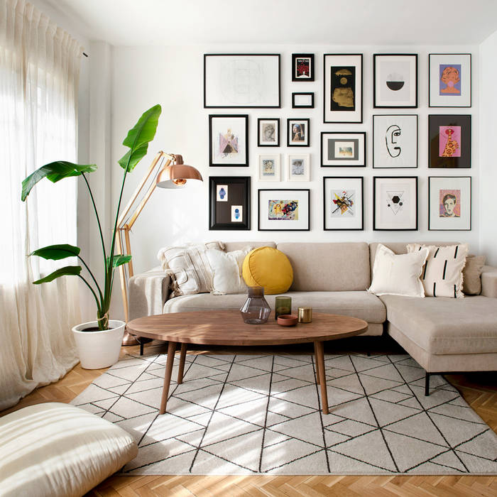 Blanco, Beige y fibras Banana Home Agency Salones de estilo moderno