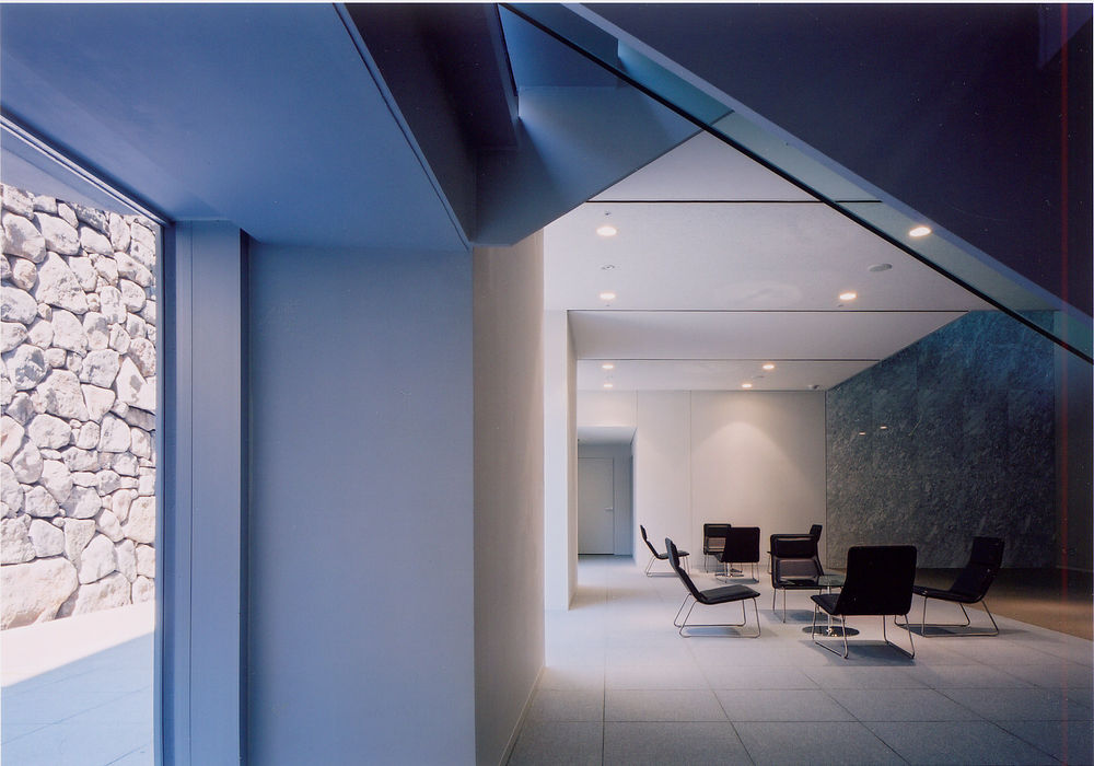 Vitec ｍアーキテクツ 高級邸宅 豪邸 注文住宅 別荘建築 Luxury Houses M Architects モダンスタイルの 玄関 廊下 階段 石 白色 Homify