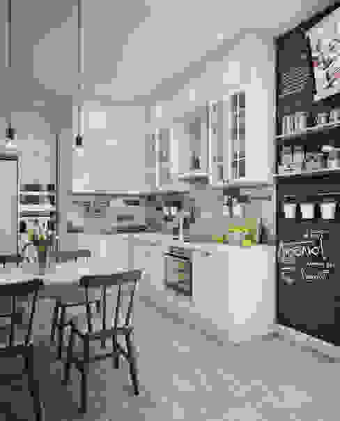 Интерьер однокомнатной квартиры в скандинавском стиле, Анна Теклюк Анна Теклюк 北欧デザインの キッチン