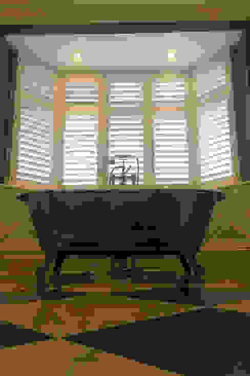 Bathroom shutters for bay windows Plantation Shutters Ltd BathroomFittings Wood White