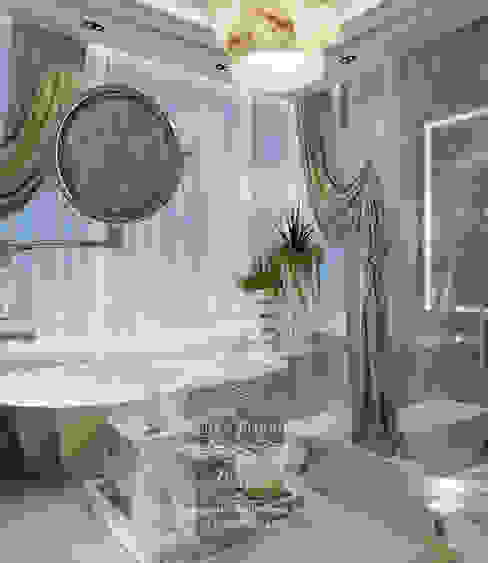 Дизайн-проект интерьера ванной комнаты с панорамным окном в ЖК Дубровская Слобода, Дизайн-студия элитных интерьеров Анжелики Прудниковой Дизайн-студия элитных интерьеров Анжелики Прудниковой Classic style bathroom