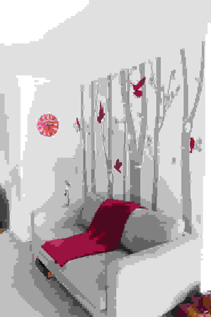 Birch tree forest wall sticker with red birds Vinyl Impression Dinding & Lantai Modern Wall tattoos