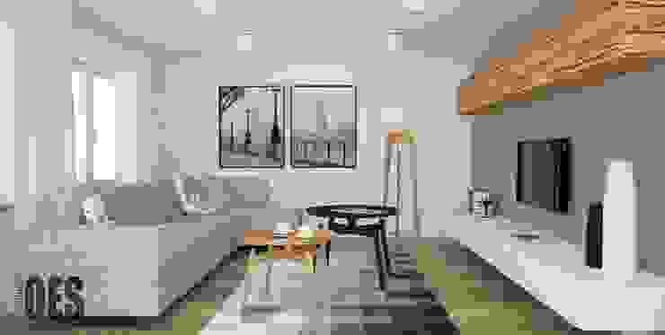 OES architekci Scandinavian style living room