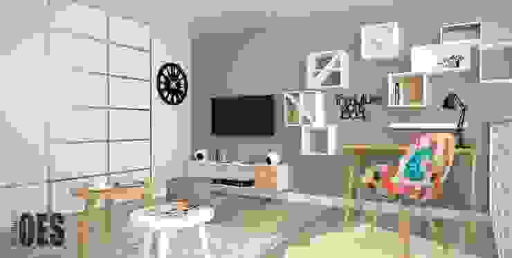 OES architekci Scandinavian style living room
