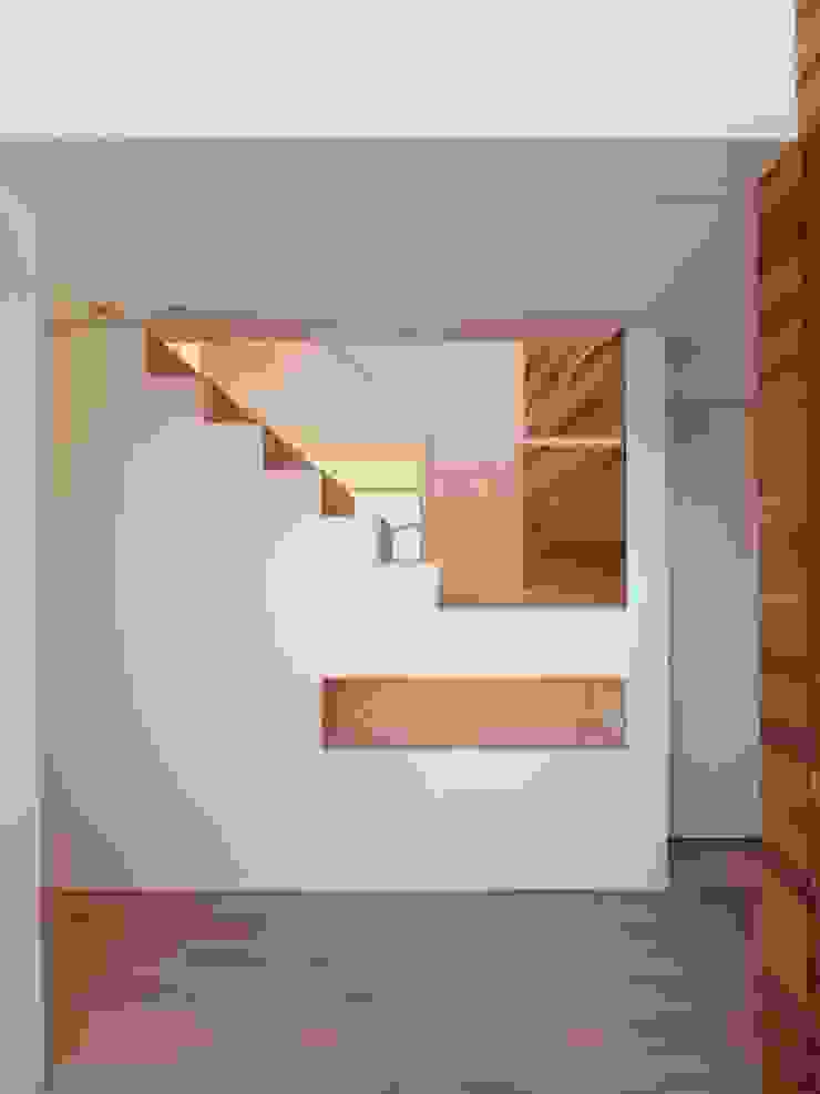 CACCO イシウエヨシヒロ建築設計事務所 YIA Modern corridor, hallway & stairs Wood White