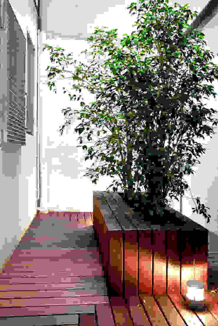 patio habitaciones Miel Arquitectos Jardines de estilo moderno Planta,Ligero,Verde,Madera,Vegetación,Piso,Tinte para madera,Línea,Rectángulo,Piso