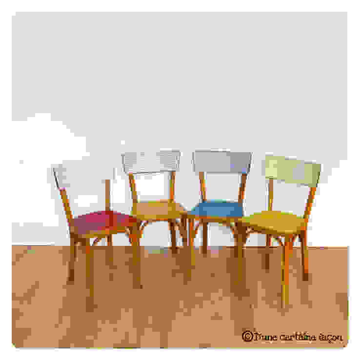 4 chaises vintage, revisitées tout en couleur D'une certaine façon Salle à manger originale Tabourets & bancs