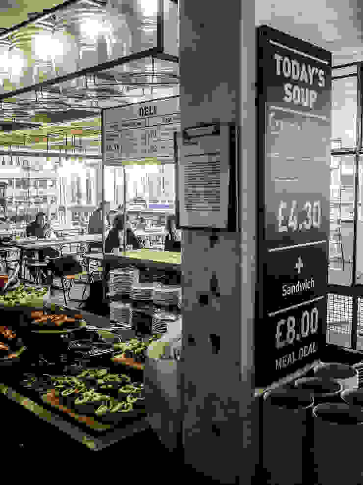 Barbican Foodhall - Signage helen hughes design studio ltd Gastronomi Gaya Industrial