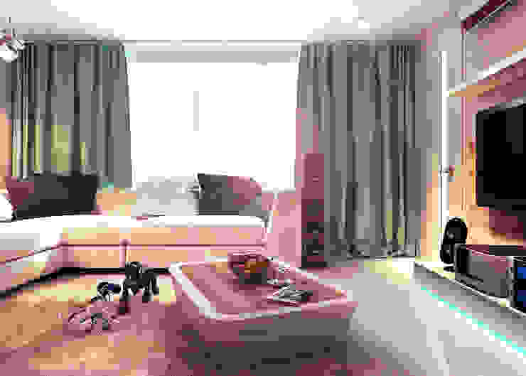 living room with the game box Your royal design Гостиная в стиле минимализм