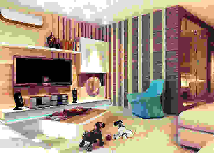 living room with the game box Your royal design Гостиная в стиле минимализм