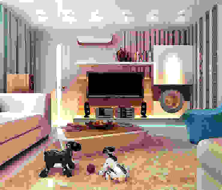 living room with the game box Your royal design Гостиная в стиле минимализм