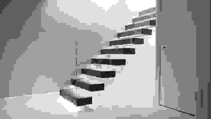 Walnut Floating Staircase Railing London Ltd Corridor, hallway & stairs Stairs